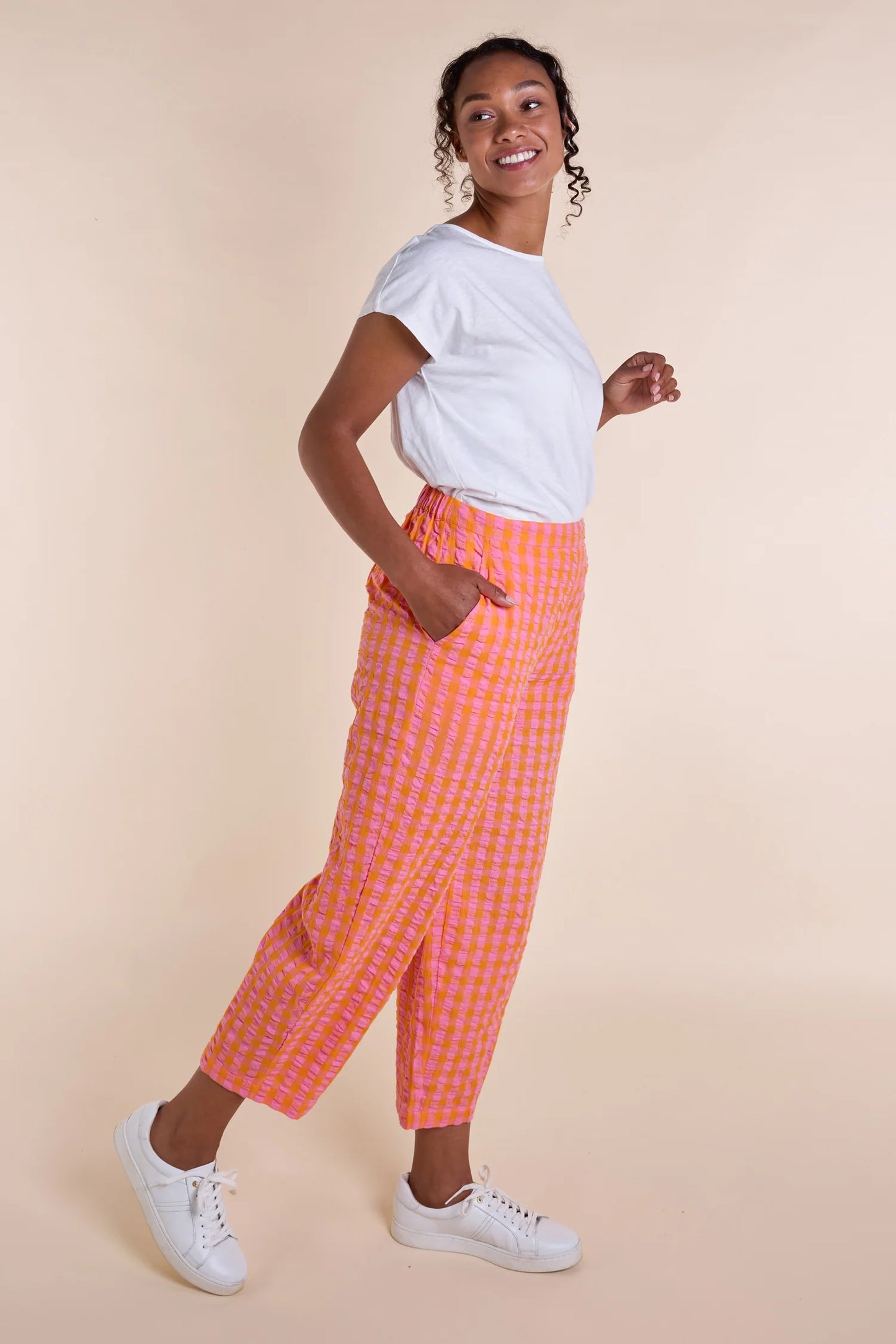 Cotton Check Bubble Trouser