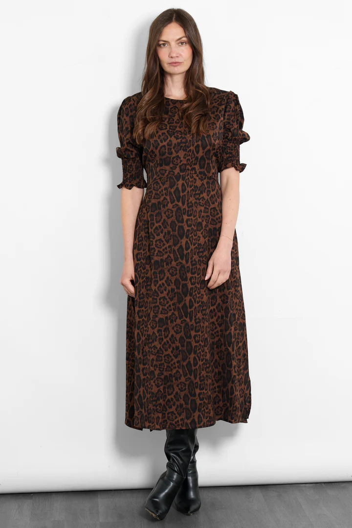 Hazel Tea Dress - leopard brown