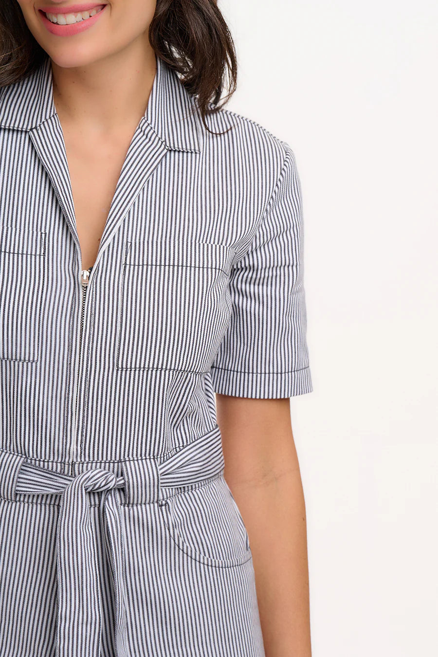 Meredith Boilersuit - Monochrome Stripe