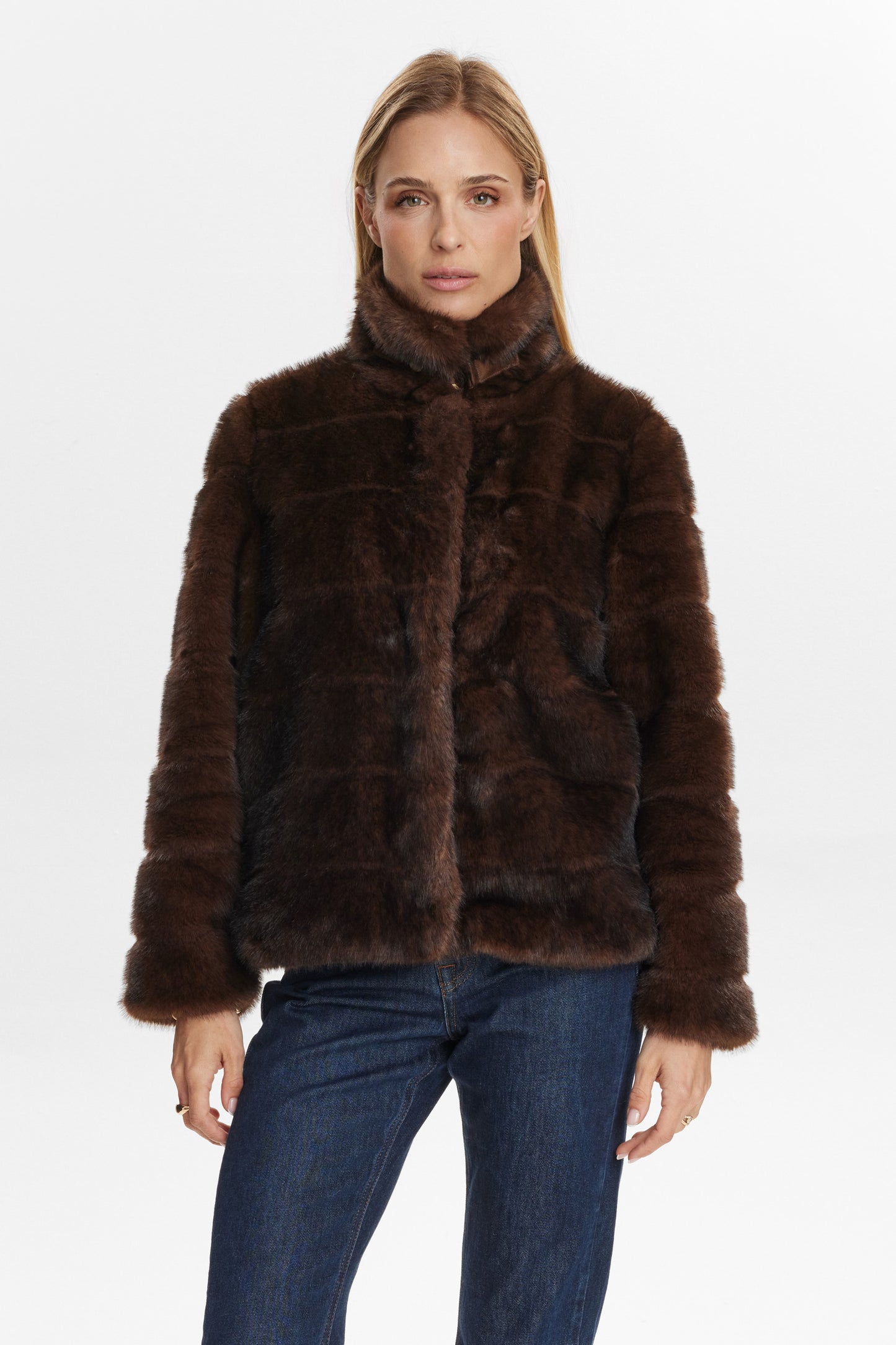 Nuwindall Jacket - Black Coffee Faux Fur Jacket