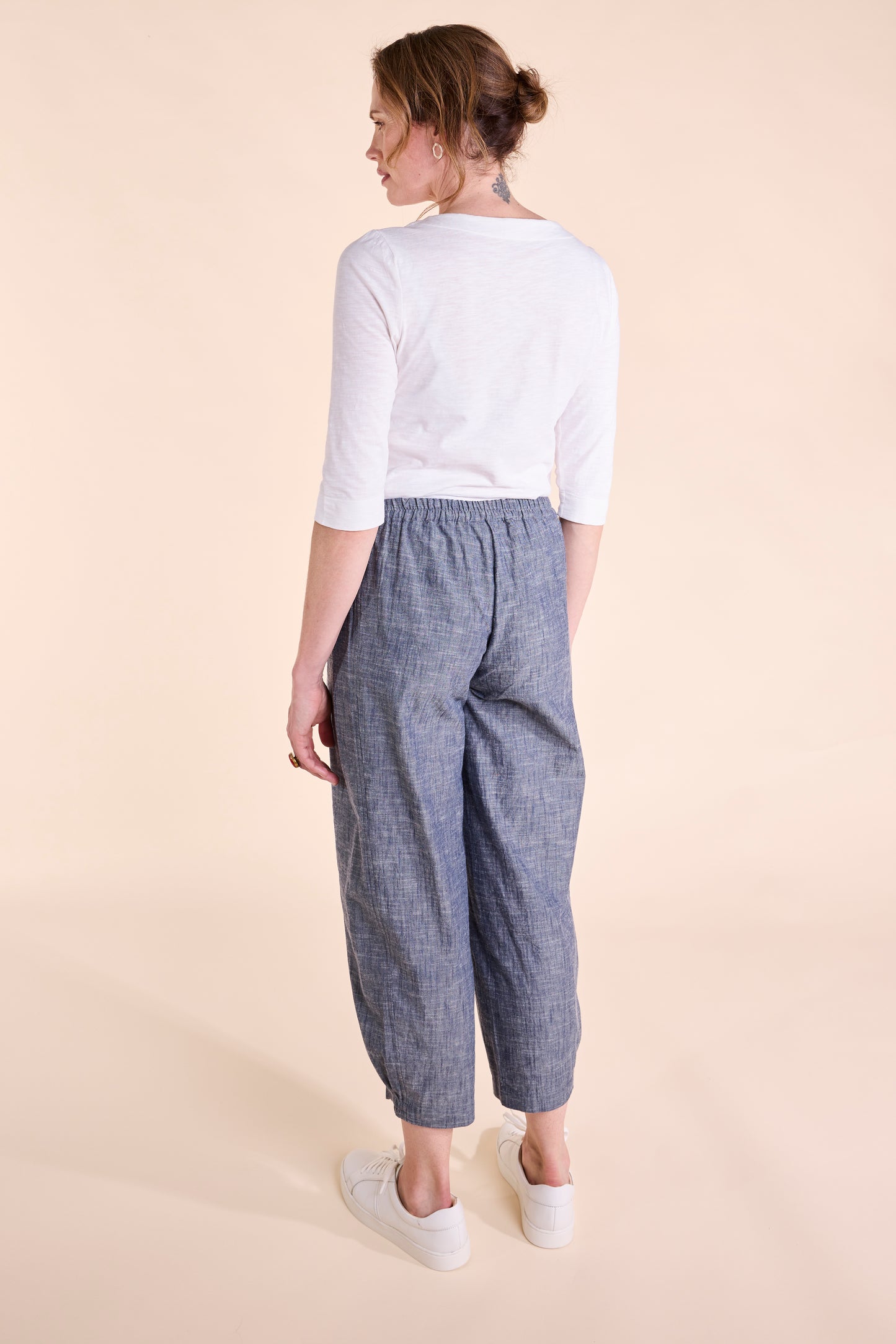 Chambray Elastic Hem Trouser