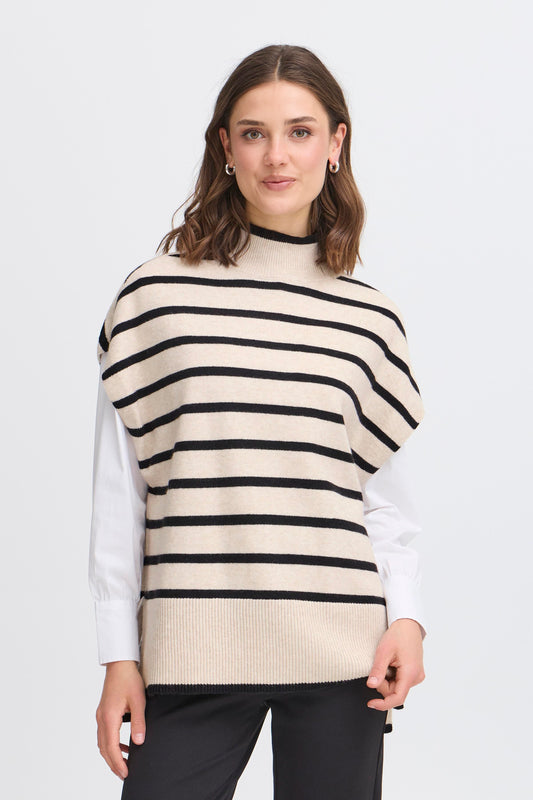 Frbitte Poncho Black and Oatmeal