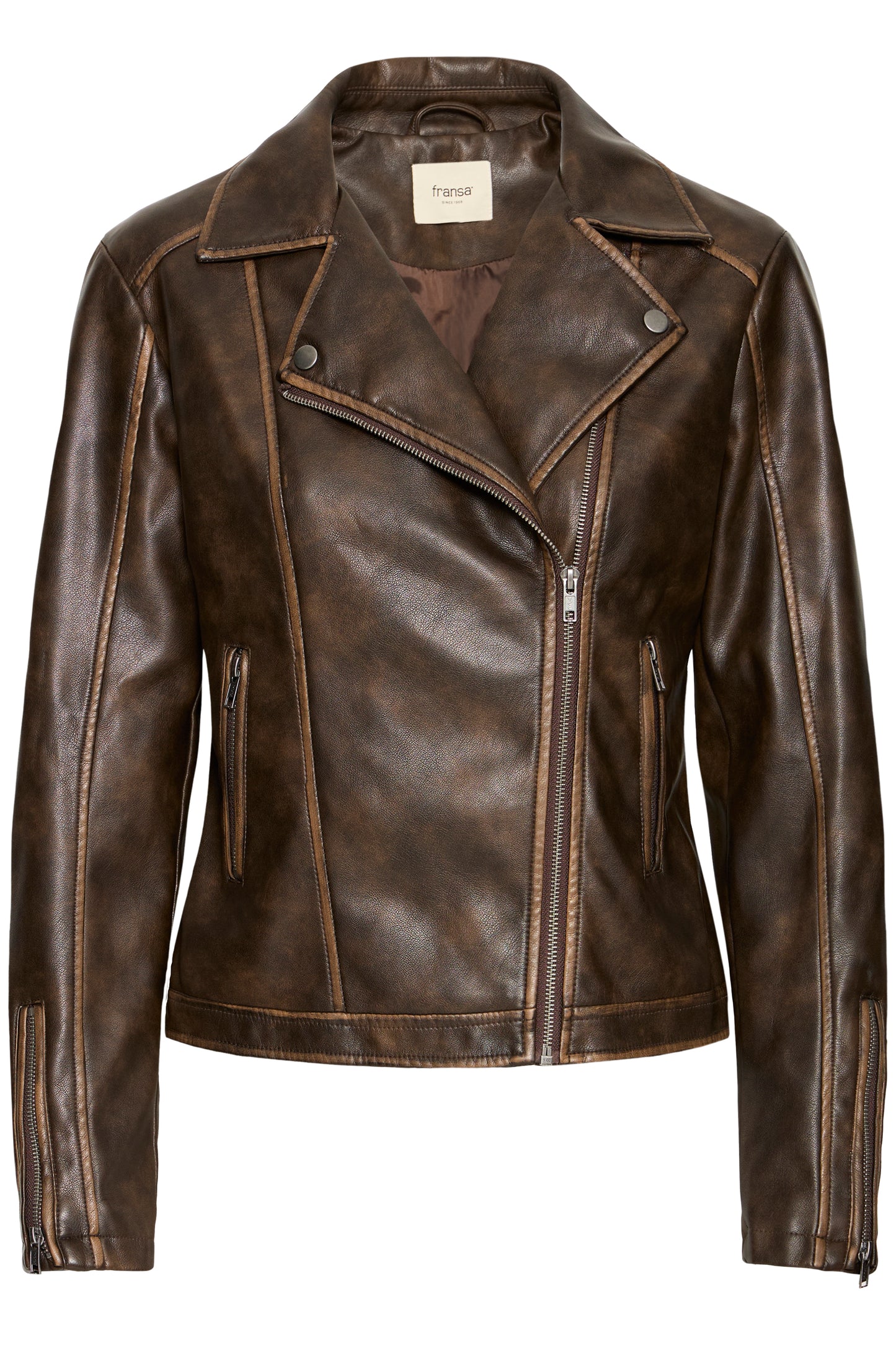Frludia Brown Leather Look Jacket