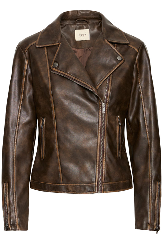 Frludia Brown Leather Look Jacket