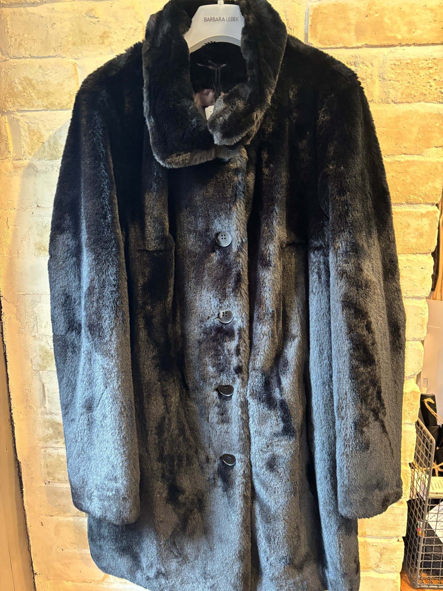 Lebek Fake Fur Black Coat