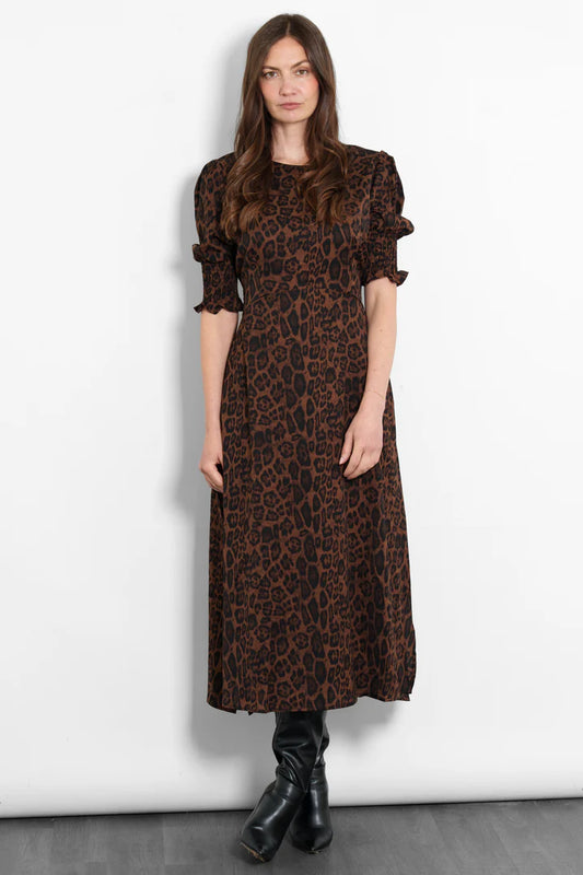 Hazel Tea Dress - leopard brown
